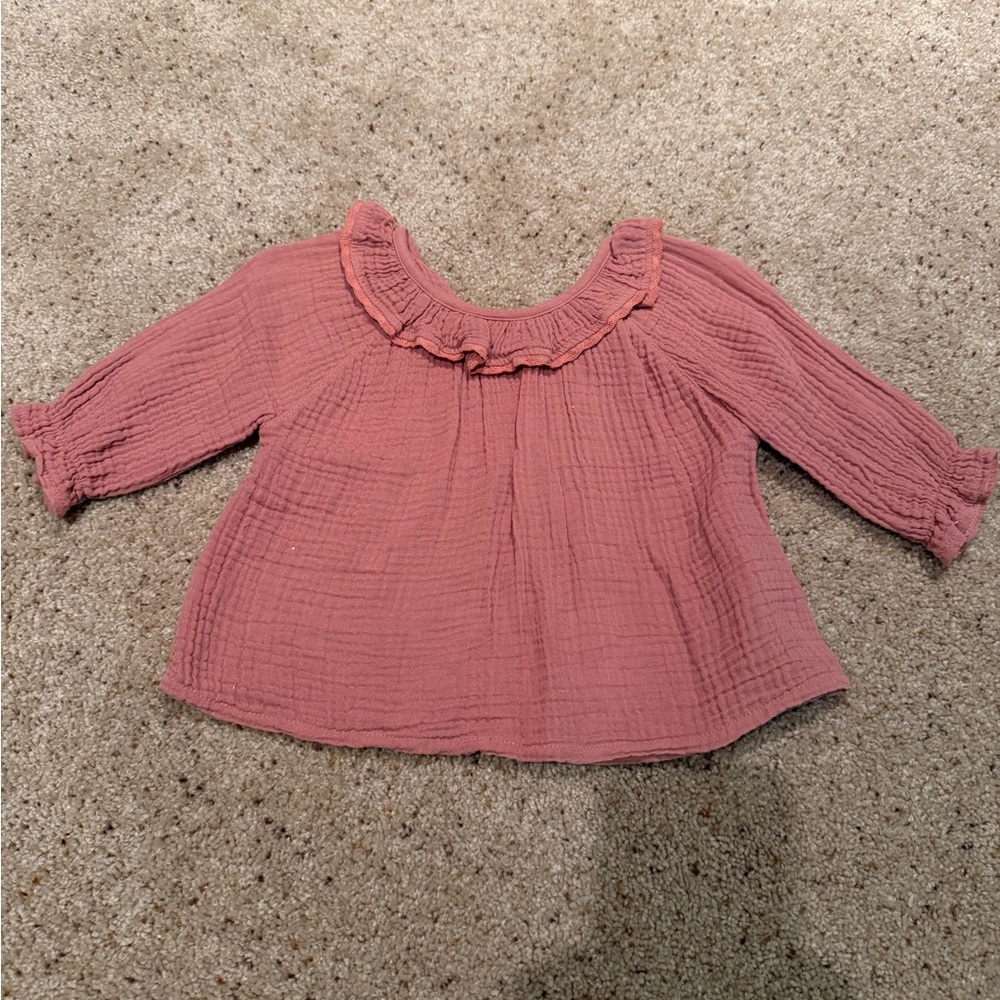 Wild Wawa Ruffle Collar Long-Sleeve Blouse in Dusty Rose